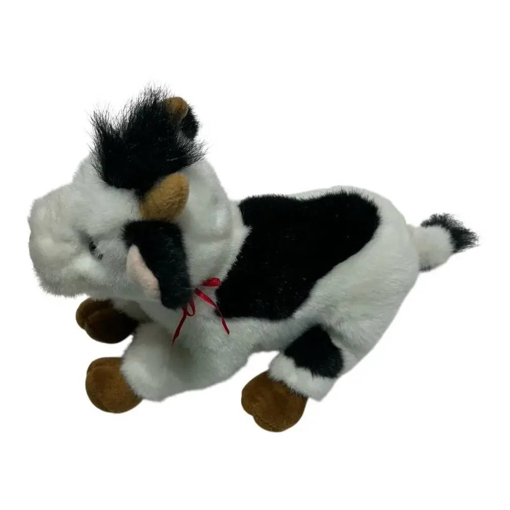 Gund Cow Daisy Black White Plush 10” 1993 Red Ribbon Bow